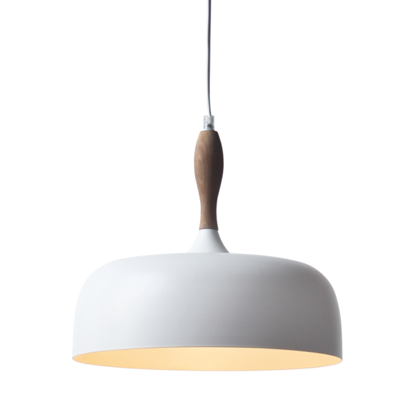 ΚΑΜΠΑΝΑ ΜΕΤΑΛΛΙΚΗ ΛΕΥΚΗ ΜΕ ΞΥΛΟ 1 Χ Ε27 Φ32CM CUBA ACA - KS1513P321WH
