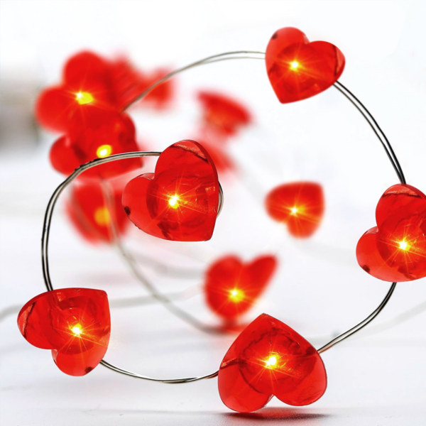 "RED HEART", 20 LED  ΛΑΜΠ. ΧΑΛΚΟΥ, ΚΟΚΚΙΝΟ,  ΑΣΗΜΙ. ΚΑΛ. & ΜΠΑΤ. 2xAA, IP20, 2M+10CM, 1.2W ACA - X01204115
