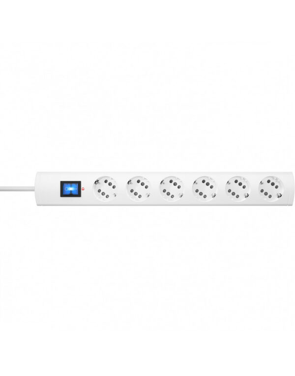 DUOversal PLUS 6=12, with overvoltage filter, illumination switch, with shutter, mountable, 35° turned sockets, 1.4m cable - 1-K234502008