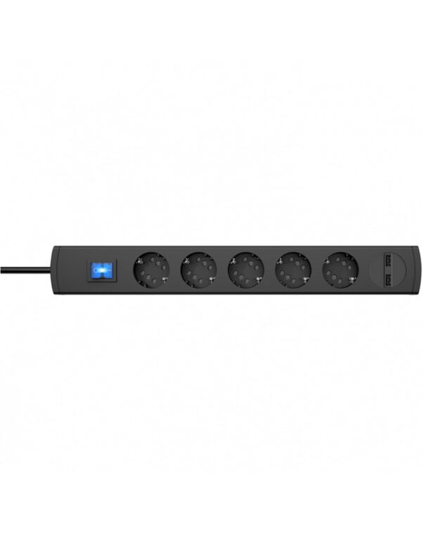 DUOversal PLUS 5=10, 2 USB Port 2,100 mA, illuminated switch, with shutter, 35° turned sockets, cable 1.4m, mountable - 1-K234905003