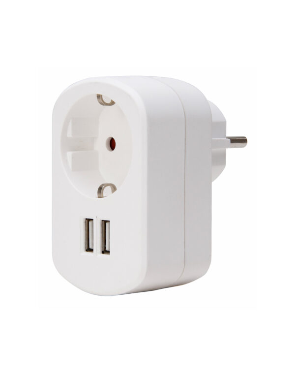 ΑΝΤΑΠΤΟΡΑΣ ΣΟΥΚΟ & 2ΧUSB ΠΡΙΖΑΣ ΛΕΥΚΟ - 1-K473104018