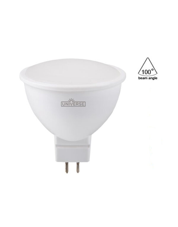 ΛΑΜΠΑ LED MR16 GU5,3 6W 3000K 12V-AC/DC 500lm/G 100° UNIVERSE - 1-U002165