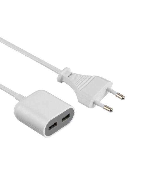 ΠΡΟΕΚΤΑΣΗ ΚΑΛΩΔΙΟΥ 1,5Μ ΜΕ ΔΙΠΟΛΙΚΟ ΦΙΣ & 2ΧUSB (2.4A)-ΓΚΡΙ ELECTRALINE - 2-EL500342