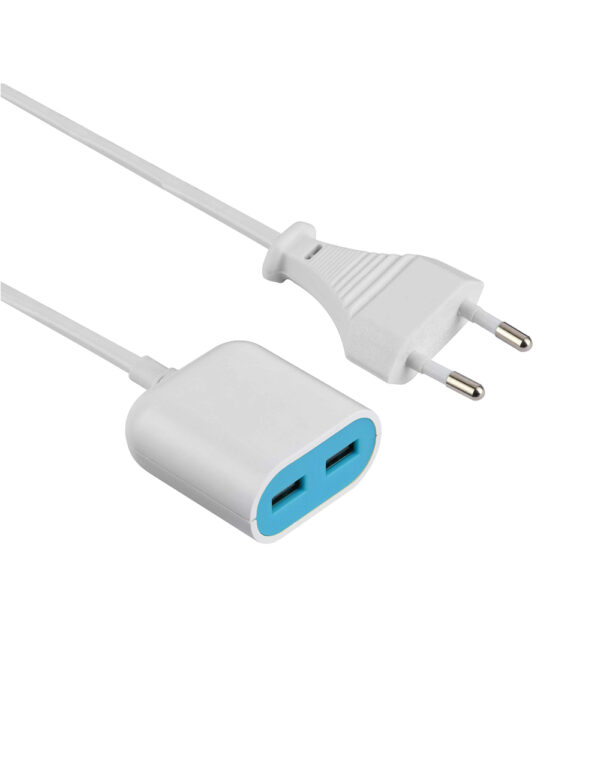 ΠΡΟΕΚΤΑΣΗ ΚΑΛΩΔΙΟΥ 1,5Μ ΜΕ ΔΙΠΟΛΙΚΟ ΦΙΣ & 2ΧUSB (2.4A)-ΜΠΛΕ ELECTRALINE - 2-EL500343