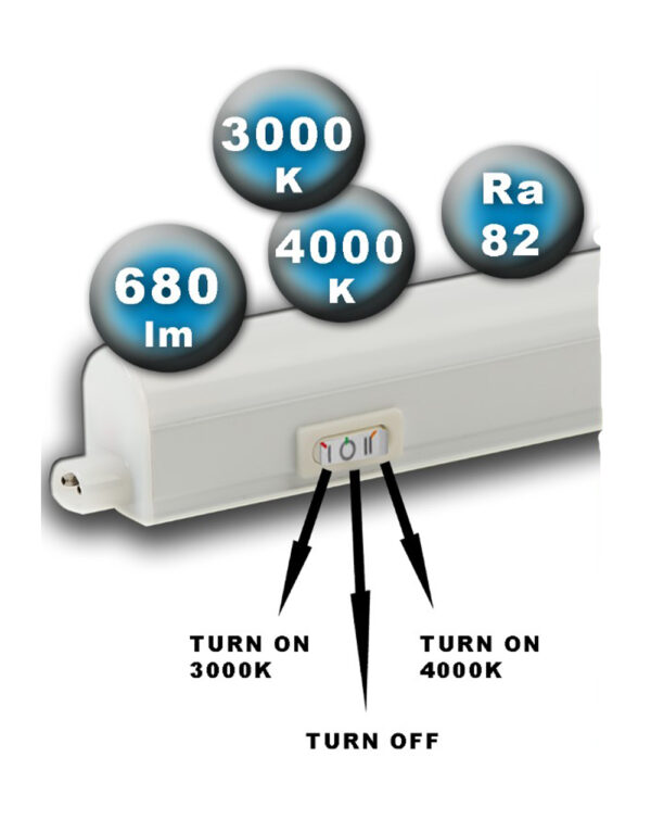 ΦΩΤΙΣΤΙΚΟ LED Τ5 8W 57CM CCT TUNABLE 3000/4000K 230V 720 lm ΜΕ ΚΑΛΩΔΙΟ 1Μ ΚΑΙ ΔΙΑΚΟΠΤΗ UNIVERSE - 2-U011648