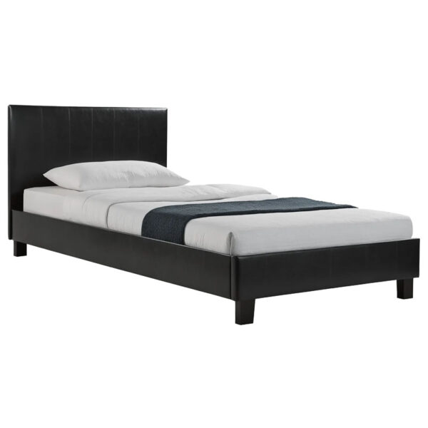 Κρεβάτι Nevil pakoworld 100x200 PU χρώμα μαύρο ματ - 006-000014