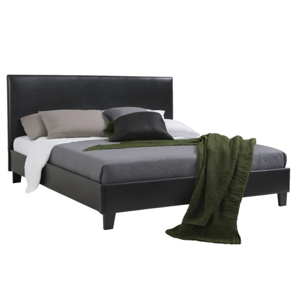 Κρεβάτι Nevil pakoworld 150x200 PU χρώμα μαύρο ματ - 006-000015