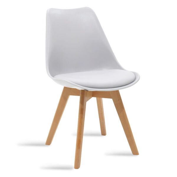 Καρέκλα Gaston pakoworld PP-PU λευκό-φυσικό πόδι 43x51x75εκ - 029-000048