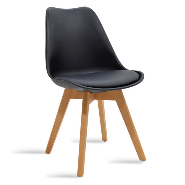 Καρέκλα Gaston pakoworld PP-PU μαύρο-φυσικό πόδι 43x51x75 εκ - 029-000051