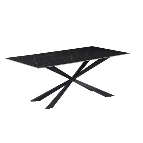 Τραπέζι Cozline Inart μαύρο μαρμάρου sintered stone-πόδι μαύρο μέταλλο 180x90x76εκ - 029-000261
