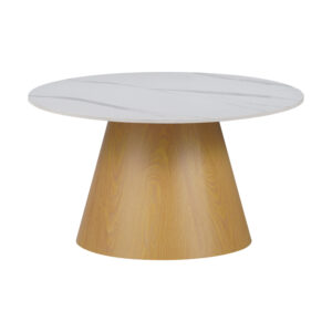 Τραπέζι σαλονιού Soleire Inart λευκό μαρμάρου sintered stone Φ70x40εκ - 029-000265