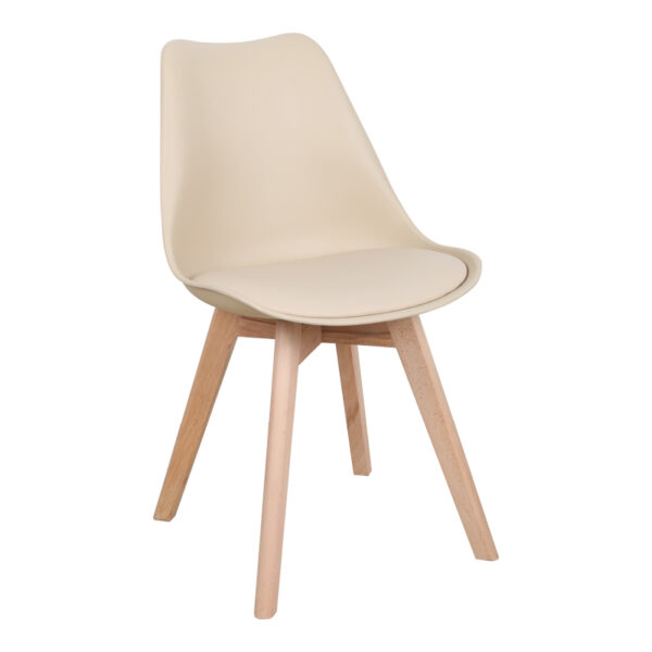 Καρέκλα Gaston pakoworld PP-PU taupe απόχρωση- φυσικό πόδι 43x51x75εκ - 029-000340