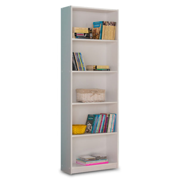 Βιβλιοθήκη Max pakoworld σε λευκό χρώμα 58x23x170εκ - 039-000015