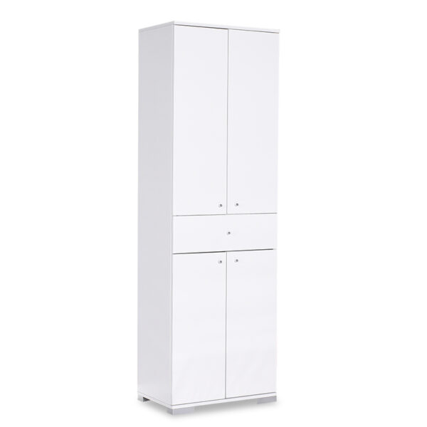 Ντουλάπα Chad pakoworld με συρτάρι λευκό gloss 60x40x187εκ - 039-000142