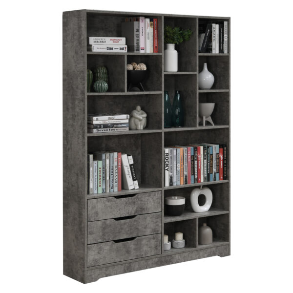 Βιβλιοθήκη Lucinda pakoworld γκρι oak 120x29.8x180.5εκ - 049-000092