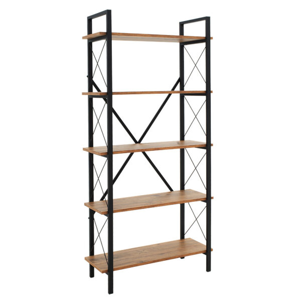 Βιβλιοθήκη Wook pakoworld καρυδί-μαύρο 90x34x180εκ - 071-001422