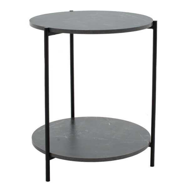 Βοηθητικό τραπέζι Rhythm MDF γκρι μαρμάρου-μαύρο Φ48x60cm - 072-000064
