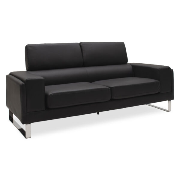 Καναπές Shea pakoworld 3θέσιος pu μαύρο-inox 198x80x87εκ - 074-000009