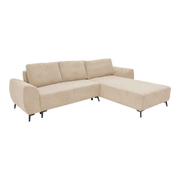 Kαναπές κρεβάτι τριθέσιος αναστρέψιμος Settee pakoworld ύφασμα με αποθηκευτικό χώρο σε μπεζ απόχρωση 286x204x93εκ - 074-000042