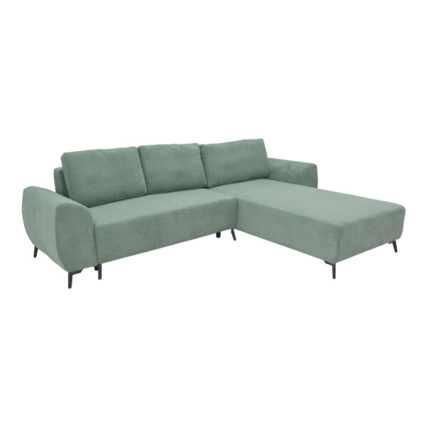 Kαναπές κρεβάτι τριθέσιος αναστρέψιμος Settee pakoworld ύφασμα με αποθηκευτικό χώρο σε μέντα απόχρωση 286x204x93εκ - 074-000043