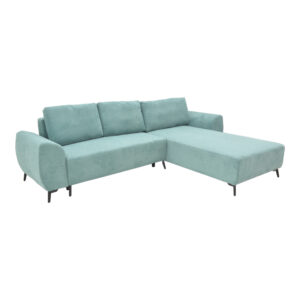 Kαναπές κρεβάτι τριθέσιος αναστρέψιμος Settee pakoworld ύφασμα με αποθηκευτικό χώρο σε σιέλ απόχρωση 286x204x93εκ - 074-000044
