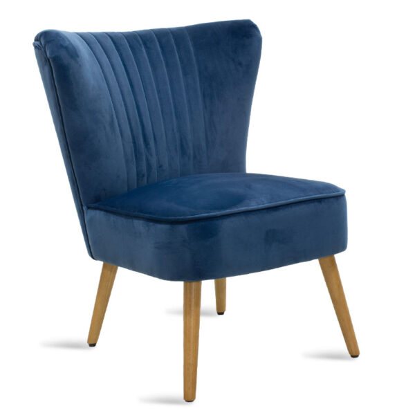 Πολυθρόνα Stork pakoworld βελούδο σκούρο μπλε-φυσικό 68x54x78εκ - 080-000005