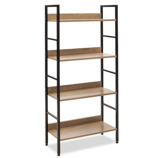 Βιβλιοθήκη- Ραφιέρα Ramon pakoworld φυσικό-μαύρο 60x28x125,5εκ - 085-000002