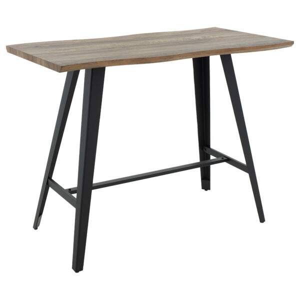 Tραπέζι μπαρ Fortitude pakoworld MDF καρυδί - πόδι μαύρο 140x70x103.5εκ - 093-000014