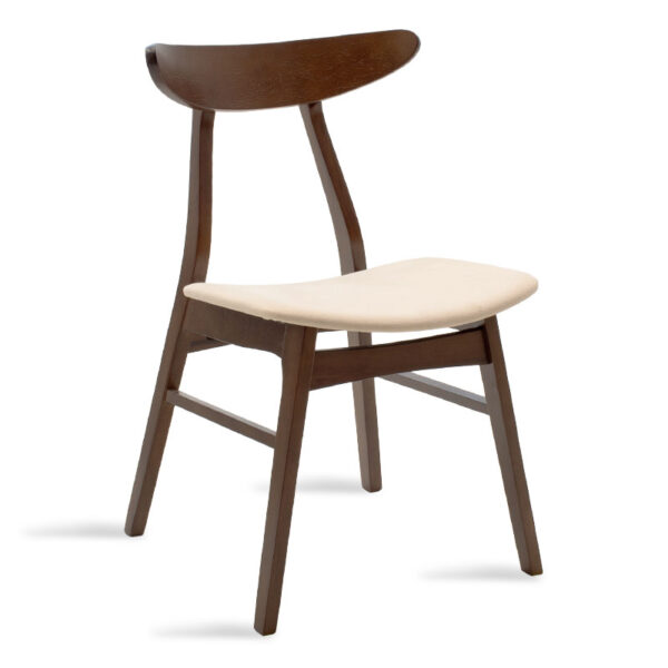 Καρέκλα Orlean pakoworld μπεζ ύφασμα-rubberwood καρυδί πόδι - 097-000007