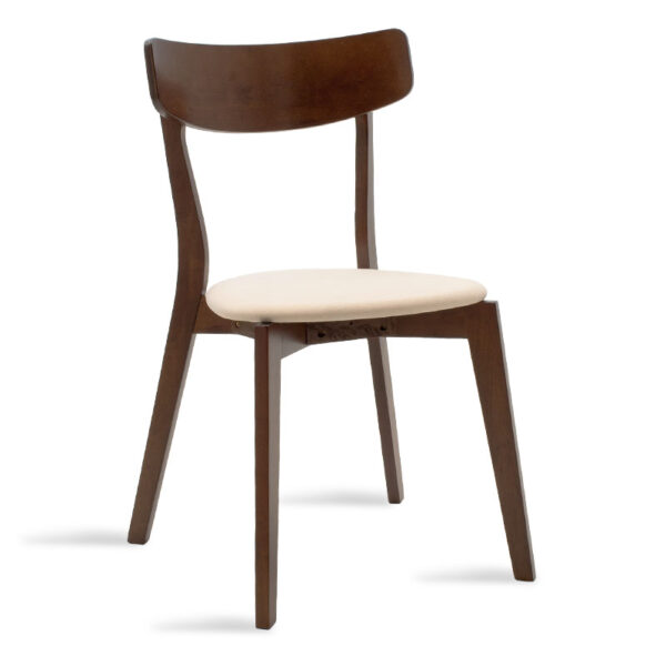 Καρέκλα Toto pakoworld μπεζ ύφασμα-rubberwood καρυδί πόδι - 097-000011