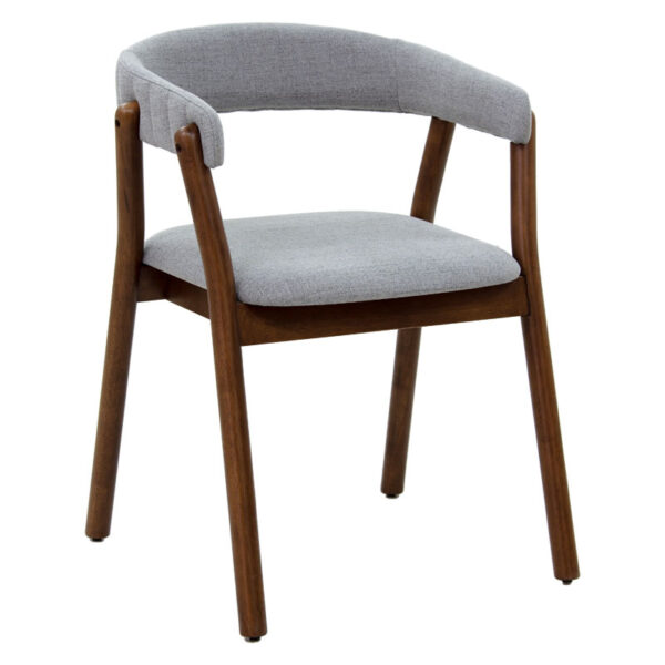 Πολυθρόνα Karma pakoworld γκρι ύφασμα-rubberwood καρυδί πόδι - 097-000013