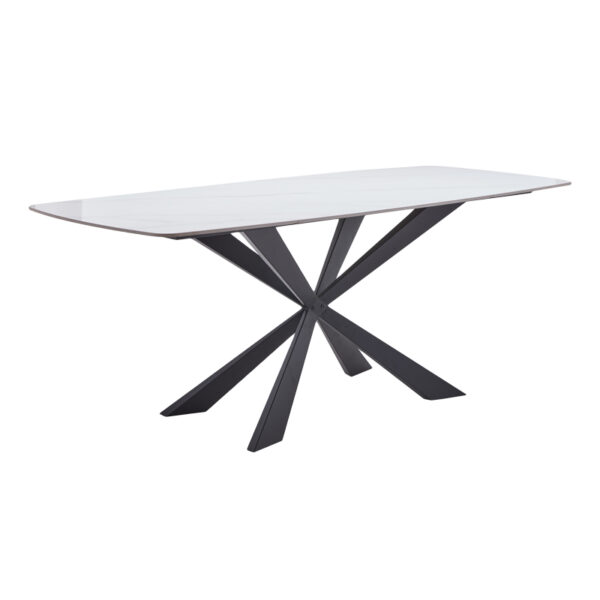 Τραπέζι Viano pakoworld sintered stone ανοιχτό γκρι-μαύρο 180x85x76εκ - 101-000090
