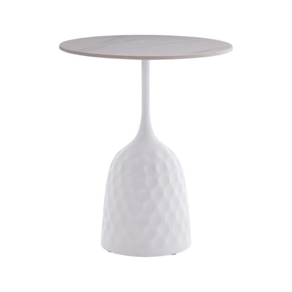 Βοηθητικό τραπέζι Kousien Inart λευκό sintered stone Φ50x60εκ - 101-000098