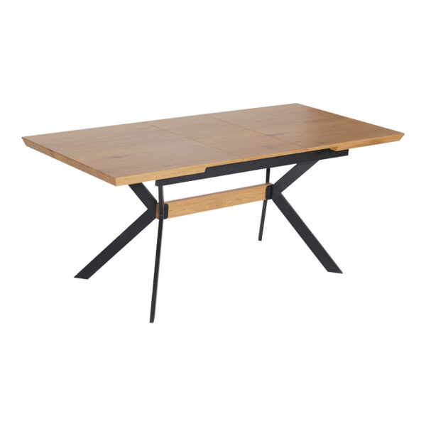 Τραπέζι Jessamy pakoworld επεκτεινόμενο MDF 43mm σε φυσική απόχρωση και πόδι μεταλλικό μαύρο 160/200x90x76εκ - 101-000120