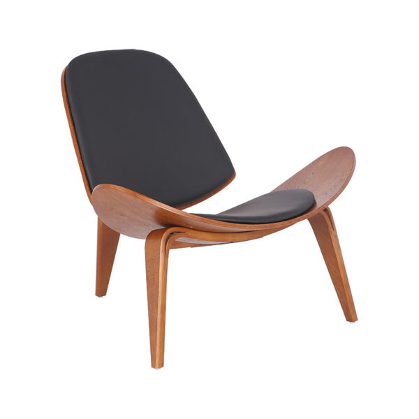 Πολυθρόνα Vilma pakoworld PU μαύρο- plywood καρυδί 90x73x75εκ - 106-000015