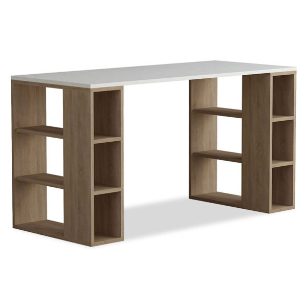 Γραφείο Colmar pakoworld χρώμα λευκό -σκούρο φυσικό 140x60x75εκ - 119-000797