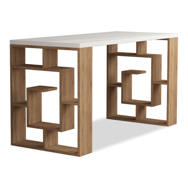 Γραφείο Labirent pakoworld χρώμα λευκό -φυσικό 140x60x75εκ - 119-000806