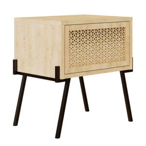 Κομοδίνο Hamer pakoworld μαύρο-φυσικό 48x34x51εκ - 119-001093