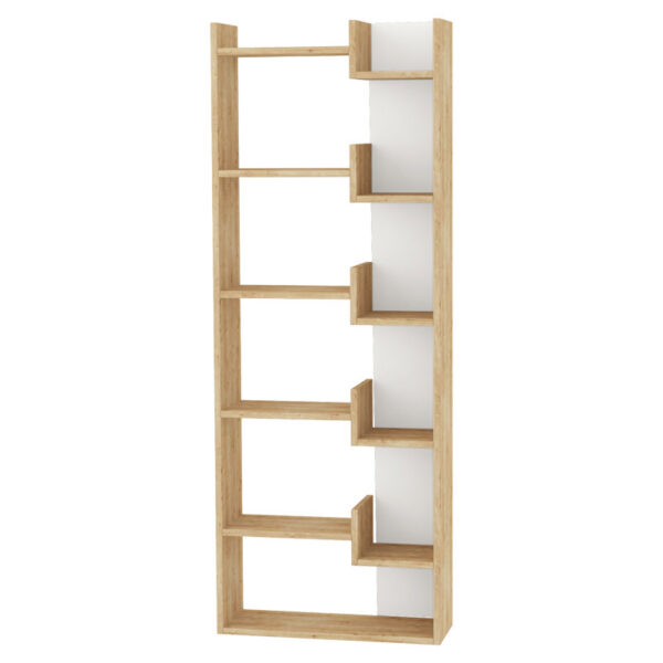 Βιβλιοθήκη Oppa pakoworld χρώμα φυσικό-λευκό 61x22x162εκ - 119-001139