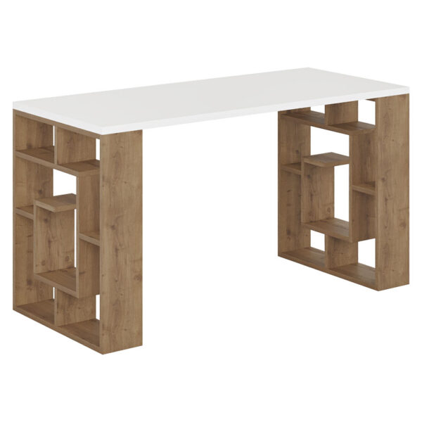 Γραφείο Labirent pakoworld χρώμα λευκό-καρυδί 140x60x75εκ - 119-001157