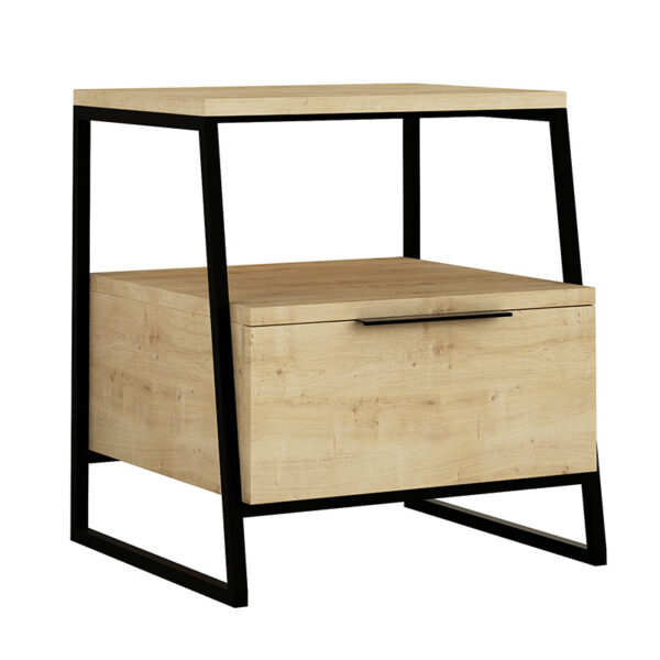 Κομοδίνο Johana pakoworld μαύρο-oak 45x40x50εκ - 119-001163
