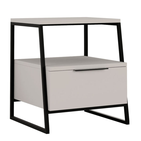 Κομοδίνο Johana pakoworld μαύρο-εκρού 45x40x50εκ - 119-001164