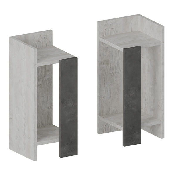 Κομοδίνο Immerse pakoworld σετ 2 τμχ. antique λευκό-γκρι 27x25x60εκ - 119-001172