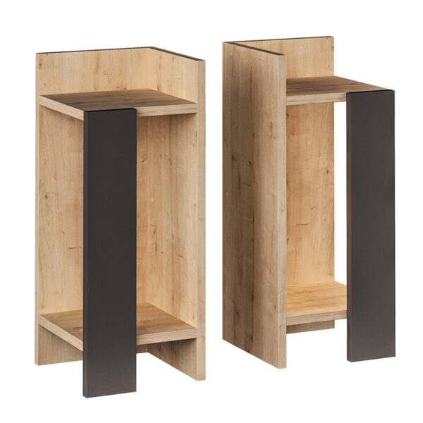 Κομοδίνο Immerse pakoworld σετ 2 τμχ. oak-ανθρακί 27x25x60εκ - 119-001181