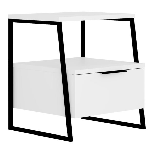 Κομοδίνο Johana pakoworld μαύρο-λευκό 45x40x50εκ - 119-001234