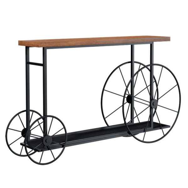 Κονσόλα Bike pakoworld χρώμα μαύρο-καρυδί 148x28x85εκ - 120-000051