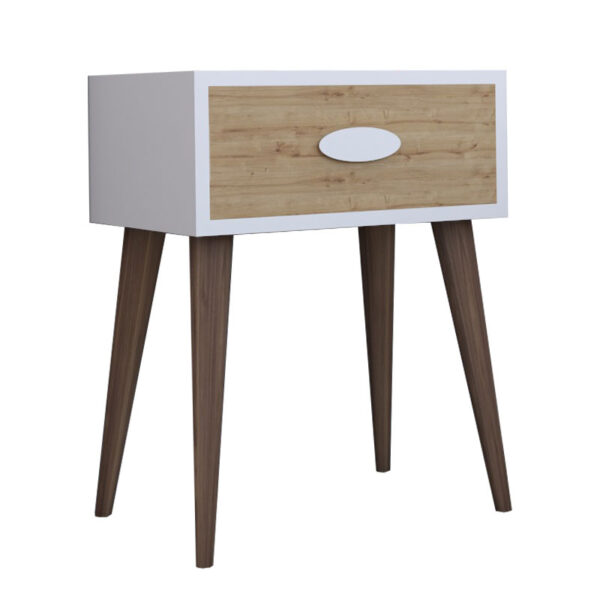 Κομοδίνο Laber pakoworld με ένα συρτάρι καρυδί-λευκό-sonoma 45x30x57.5εκ - 120-000131