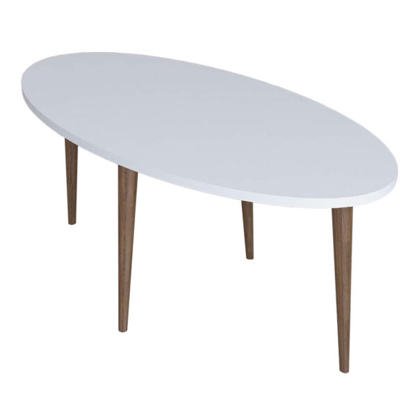 Τραπέζι σαλονιού Barton pakoworld λευκό-καφέ 90x45x40εκ - 120-000136