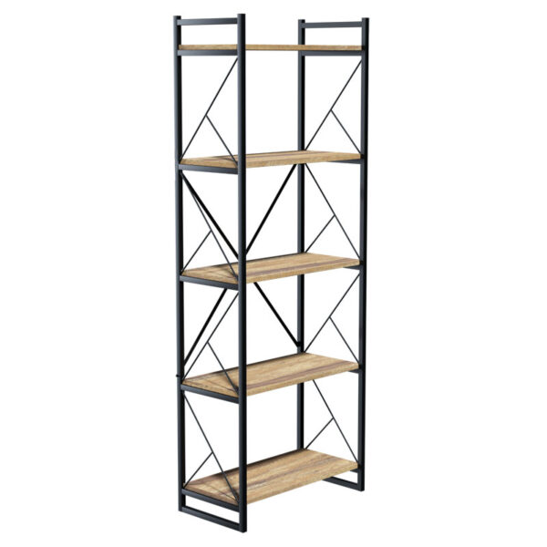 Βιβλιοθήκη Baker pakoworld καρυδί-μαύρο 66x34x180εκ - 120-000330