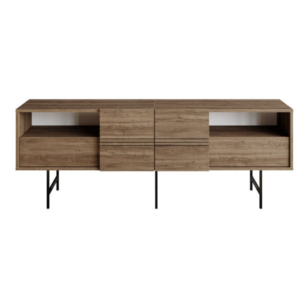 Έπιπλο τηλεόρασης Kevan pakoworld καρυδί-μαύρο πόδι 180x35x65εκ - 120-000380